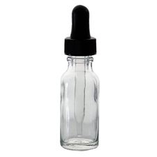Case of 540 - 15ml Clear Glass Boston Round Bottle w/ Child Resistant Dropper
